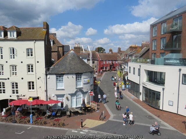 High Street, Poole, near the Quay: shops and businesses that take card payments